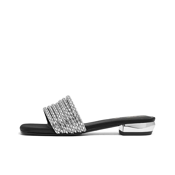 RED DRAGONFLY Rubber Sole Rhinestone Slide Slippers Women's-0