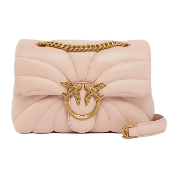 PINKO LOVE Series Sheepskin Crossbody Bag Mini Women's Pink-0