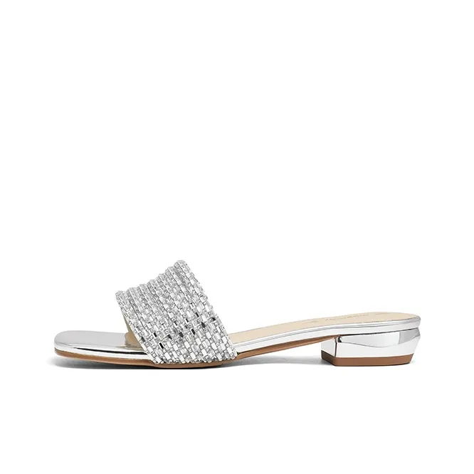 RED DRAGONFLY Rubber Sole Rhinestone Slide Slippers Women's-5