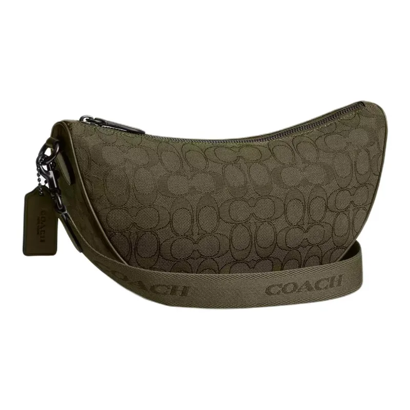 COACH HALL Jacquard With Calfskin Shoulder Bag, Crossbody Bag Tubas Men's Olive Umber-1
