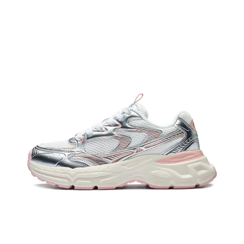 Kappa Anti Slip Wear Resistant Low Top Running Shoes Women's Silver White