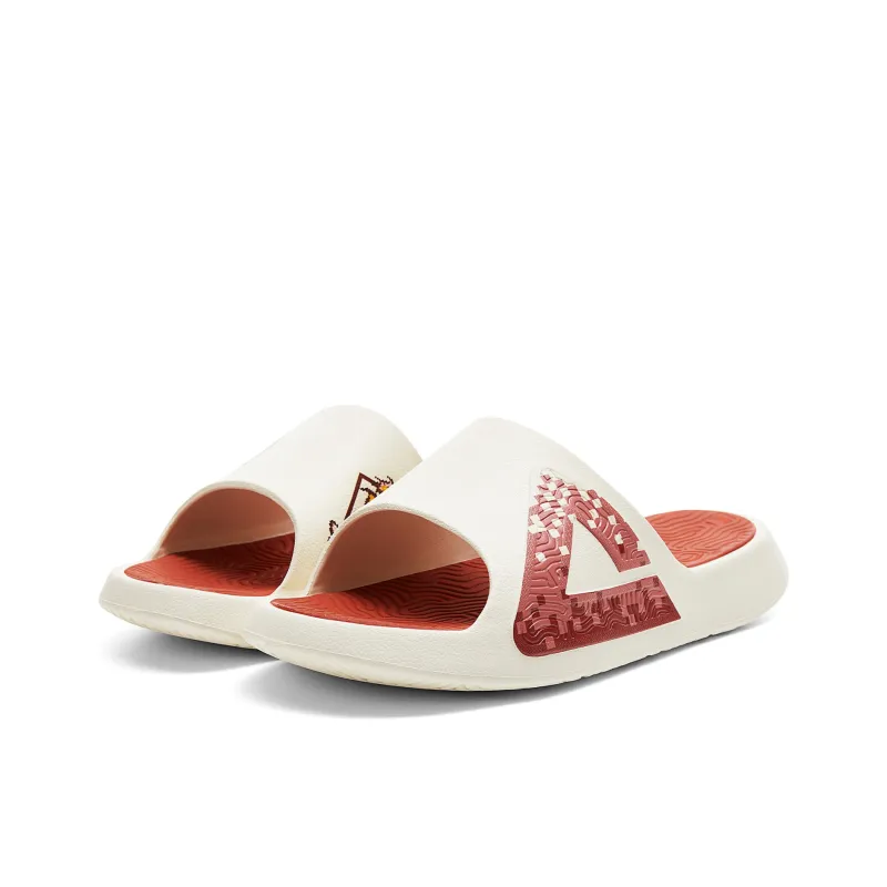 PEAK Slip Resistant Cushioning Slide Slippers Men's White Red-2