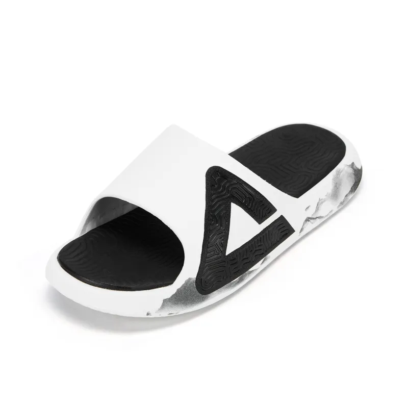 PEAK State Pole Guochuang Slippers EVA Totem Graffiti Slip Resistant Odor Resistant Slide Slippers Men's Ivory Black-5