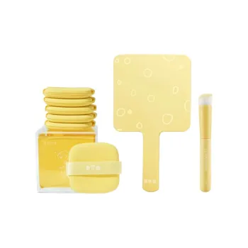 GUOXIAONIU Butter Cookie Handheld Mirror Concealer Brush Butter Cookie Powder Puff Set Soft