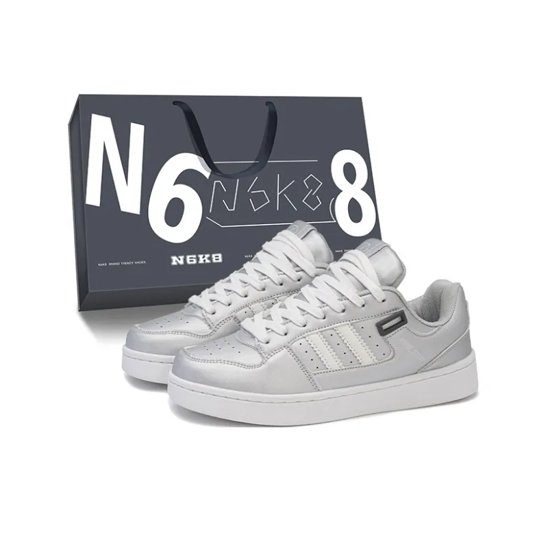 N6K8 Anti Slip Wear Resistant Low Top Skateboard Shoes Unisex Blue Plaid-18