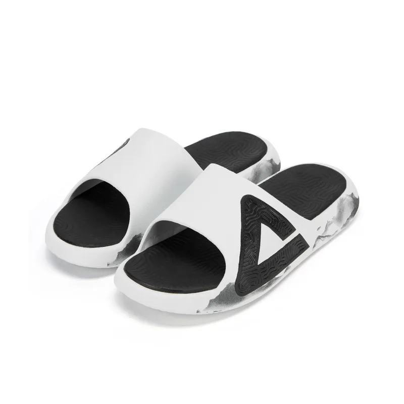 PEAK State Pole Guochuang Slippers EVA Totem Graffiti Slip Resistant Odor Resistant Slide Slippers Men's Ivory Black-3