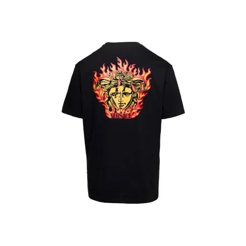 VERSACE Medusa Flame Print Embroidered Logo T Shirt