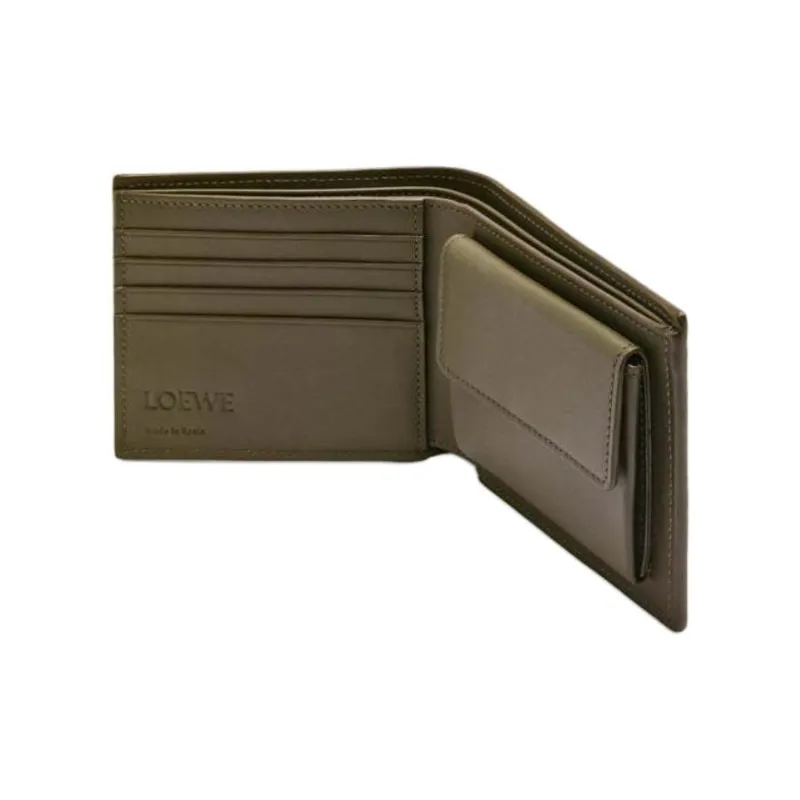 LOEWE Calfskin Wallet Men's Dark Khaki Green-2
