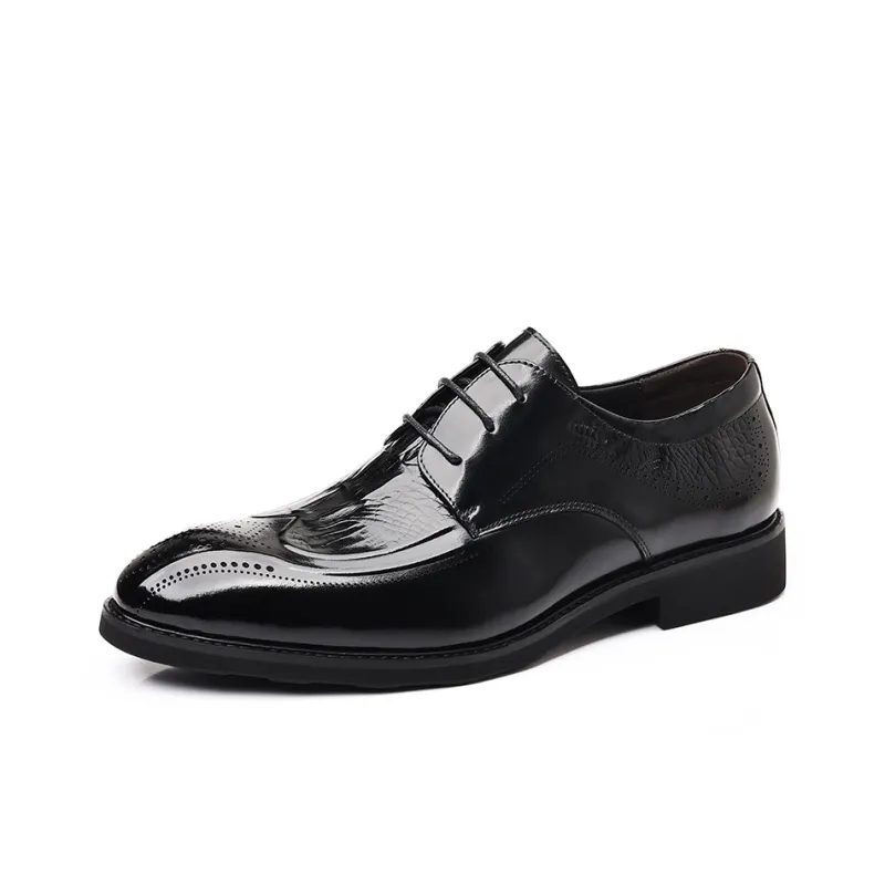 Kaltendin Top Grain Cow Leather Business Embossed Brogue Brogues Craft Dress Shoes Men's-1