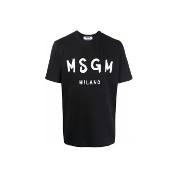 MSGM Logo Printed Crew Neck T Shirt