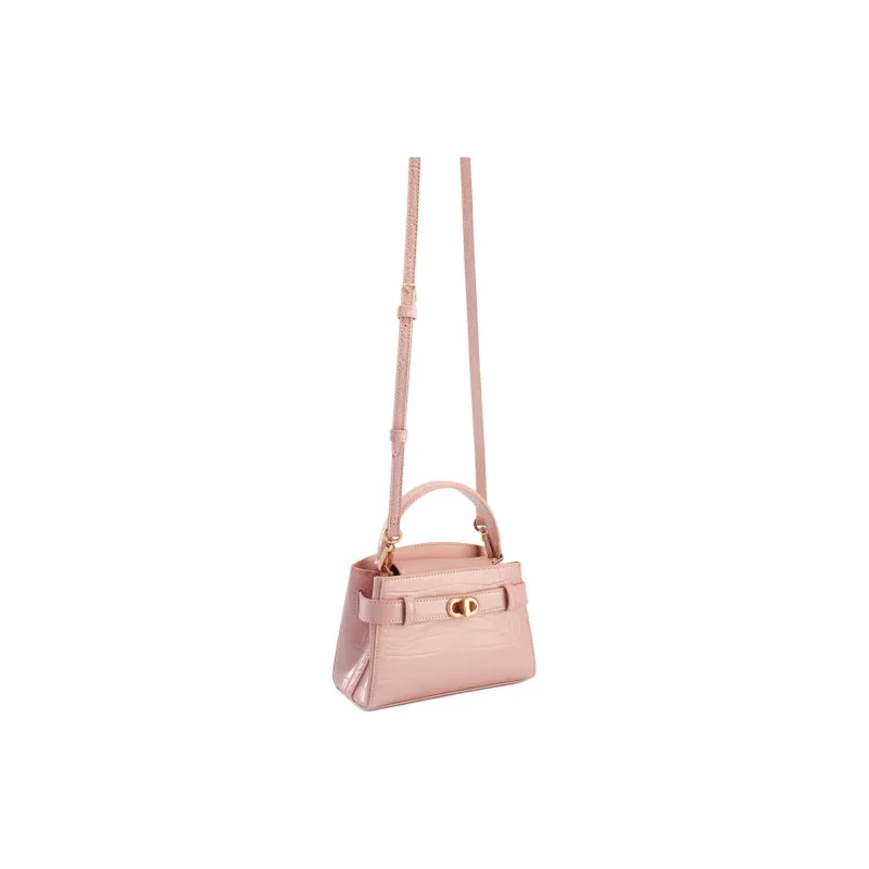 CHARLES&KEITH PU Kelly Bag, Shoulder Bag, Crossbody Bag, Handbag Small Size Women's Light Pink-1