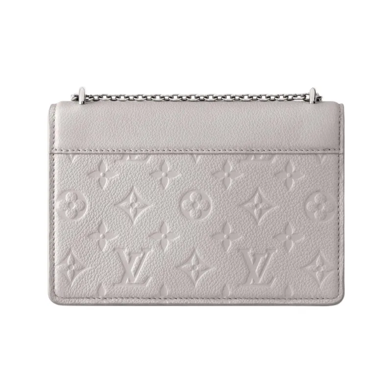 LOUIS VUITTON Embossed Grained Cow Leather Wallet Women's Mist Gray-2