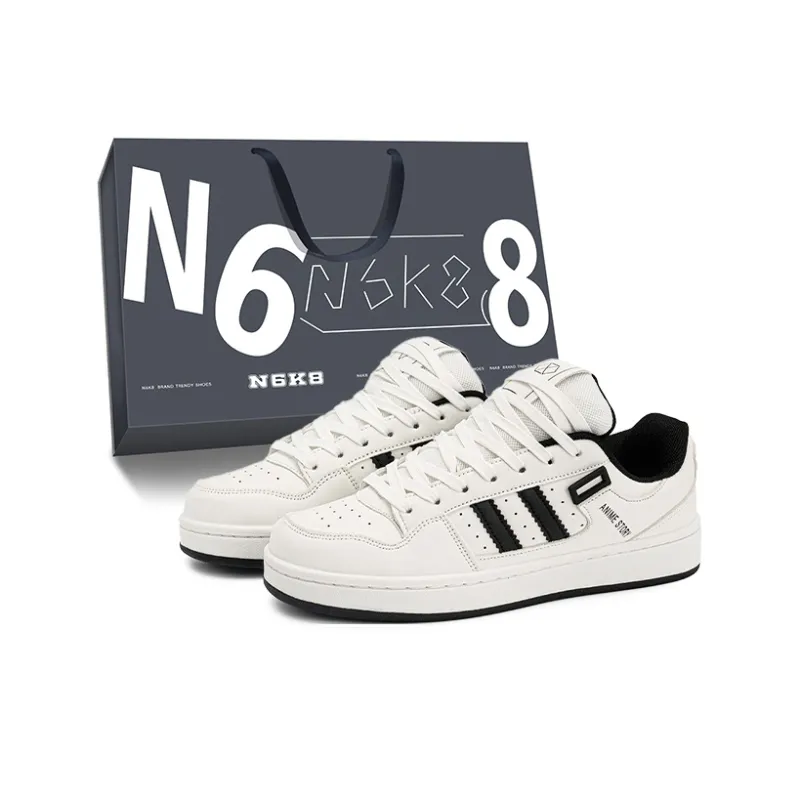 N6K8 Anti Slip Wear Resistant Low Top Skateboard Shoes Unisex Blue Plaid-6
