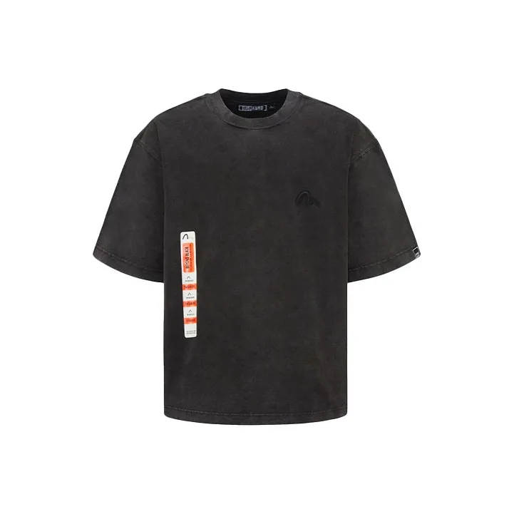 EVISU Drop Shoulder Sleeve T Shirt Men's Black-0