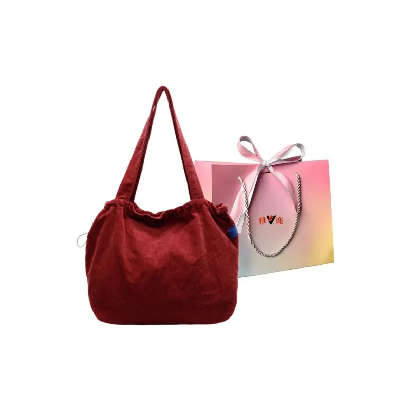 Yalu Corduroy Handbag, Shoulder Bag Regular Women's Black/Brown/Ecru/Red/Gray-12