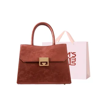 Worm's Home PU Crossbody One Shoulder Handbag Women's Chinese Style Red