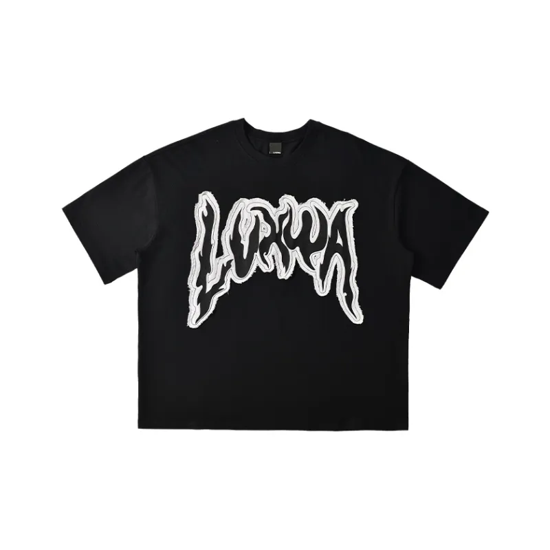 LVXWA Drop Shoulder Sleeve T Shirt Unisex Black-0