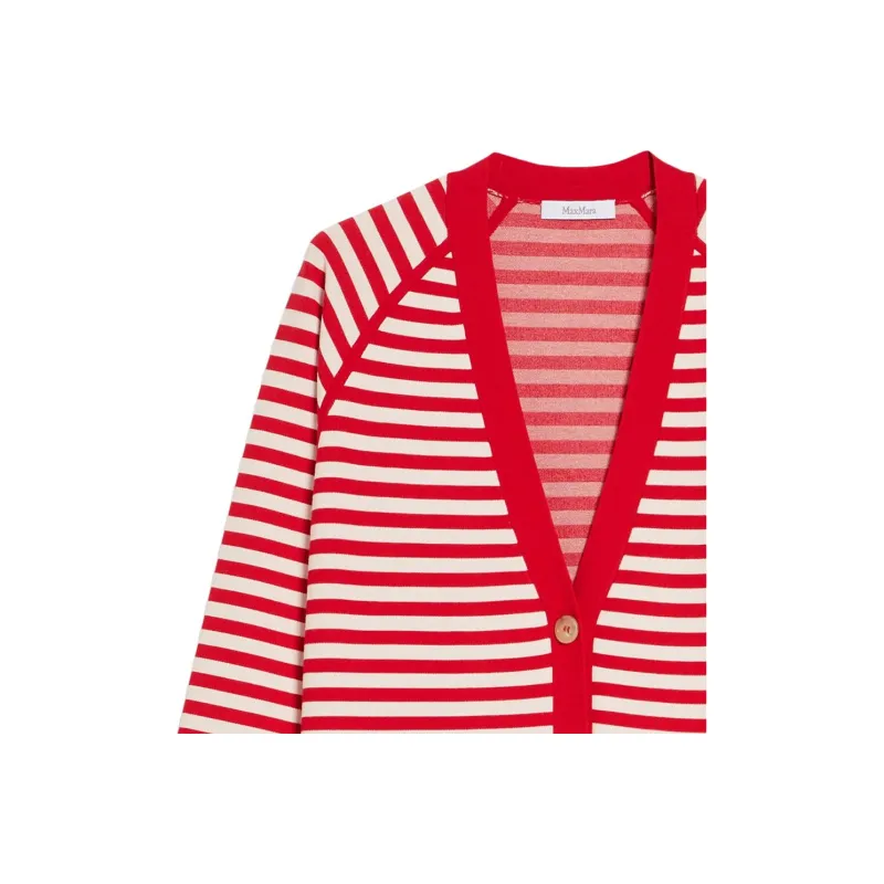 MaxMara Tenore Collection Jacquard Viscose Cardigan Knitwear Women's Red-4