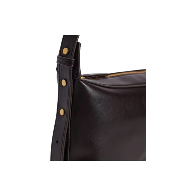 URBAN REVIVO Artificial Leather Shoulder Bag Medium Size Women's Dark Red Brown-3