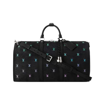 LOUIS VUITTON Keepall Leather Trim Shoulder Bag, Crossbody Bag, Handbag Men's Black