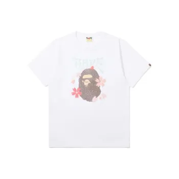 A BATHING APE Embroidery Style Sakura Ape Head Tee