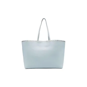 Valentino Rockstud Grain Calfskin Tote Bag, Shopping Bag, Shoulder Bag Women's Light Blue