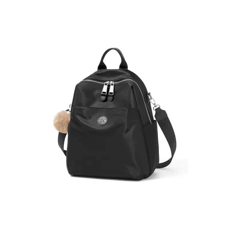 MAKEUP KITTEN Nylon Fabric One Shoulder Portable Backpack Unisex Black/Khaki-15