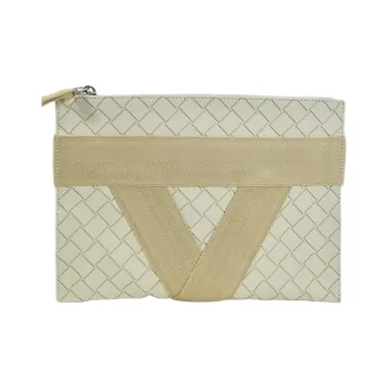 Bottega Veneta Intrecciato Cotton With Polyurethane Clutch Men's Beige