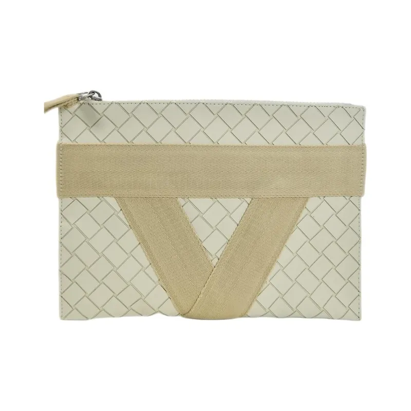 Bottega Veneta Intrecciato Cotton With Polyurethane Clutch Men's Beige-0