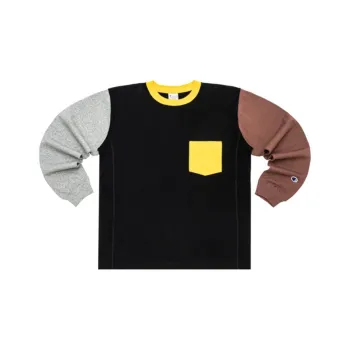 Champion T Shirt Japan Version Unisex Black Patchwork