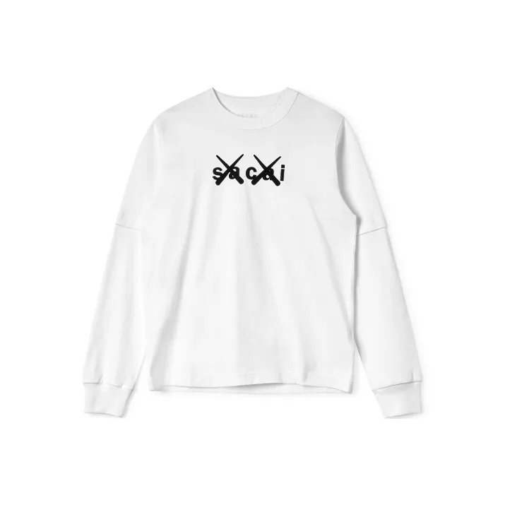KAWS X Sacai Flock Print Long Sleeve T-shirt-0
