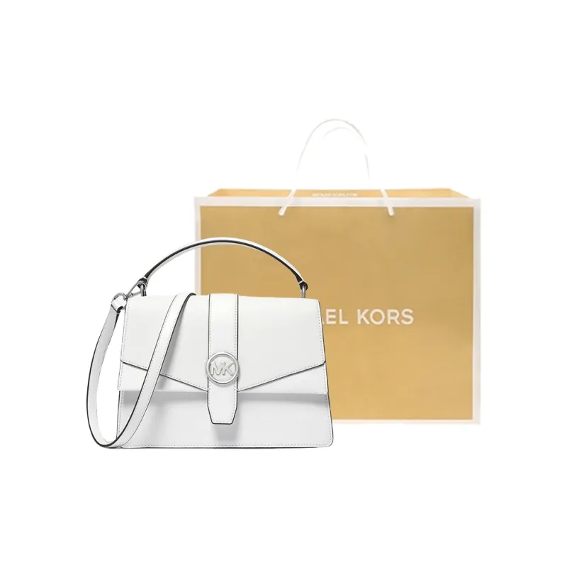 MICHAEL KORS Greenwich Artificial Leather Briefcase, Shoulder Bag, Crossbody Bag, Handbag Medium Size Women's White-3