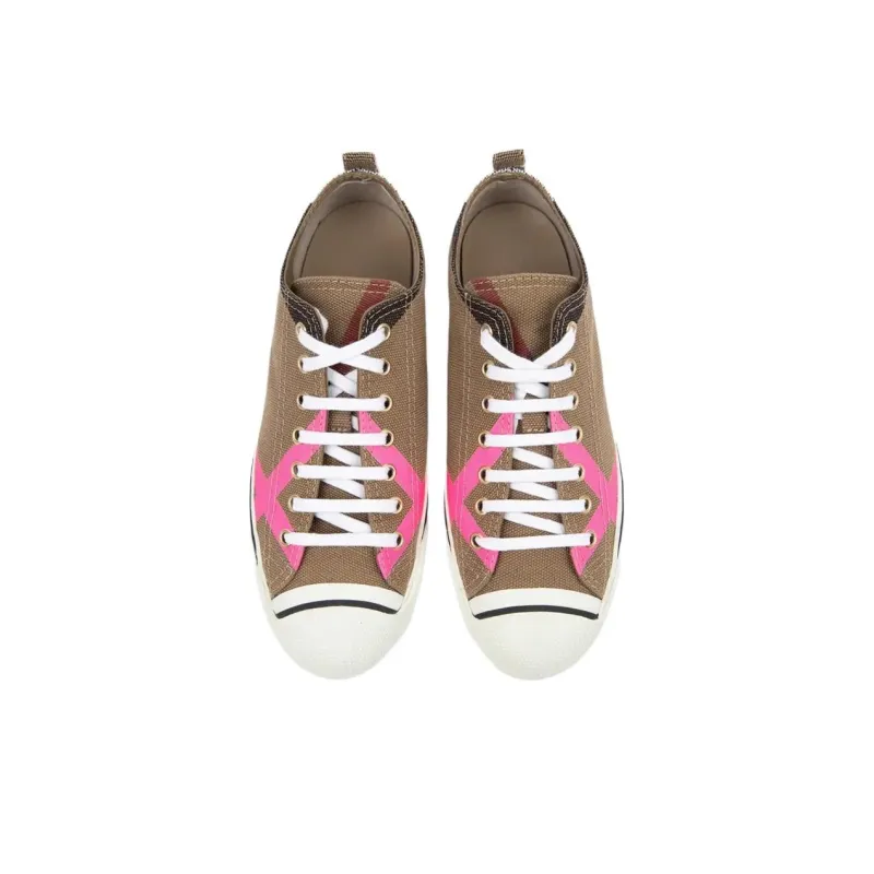 Burberry Low Top Canvas Shoes Women's Brown-4