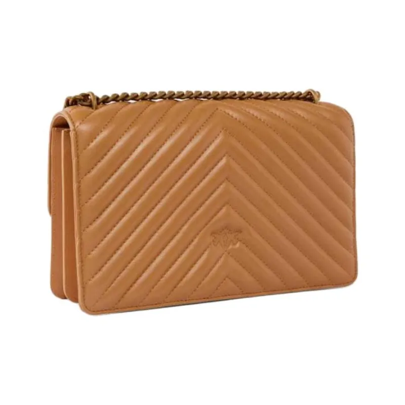 PINKO Sheepskin Shoulder Bag Women's Brown-1