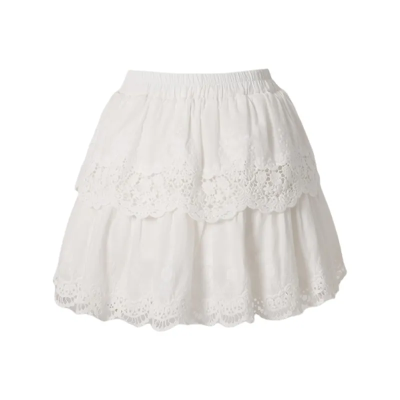 ZAZN Casual Short Skirts Women's White-1