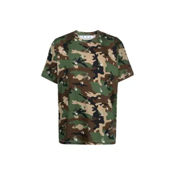 OFF WHITE Camouflage Print Crew Neck T Shirt