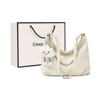 CinvaiKrose Synthetic Leather Tote Shoulder Bag Crossbody Bag Small Size Women's Ecru/Green/Black