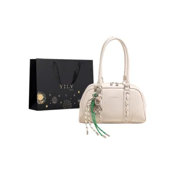 Yi Brigade PU Boston Bag Handbags Women's White/Pink/Blue/Black
