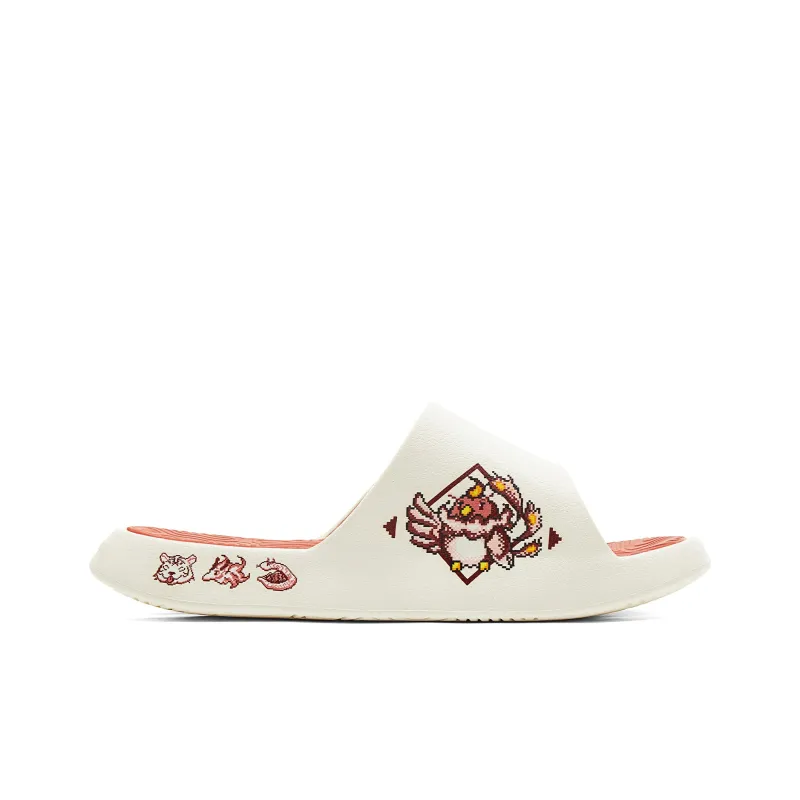 PEAK Slip Resistant Cushioning Slide Slippers Men's White Red-1