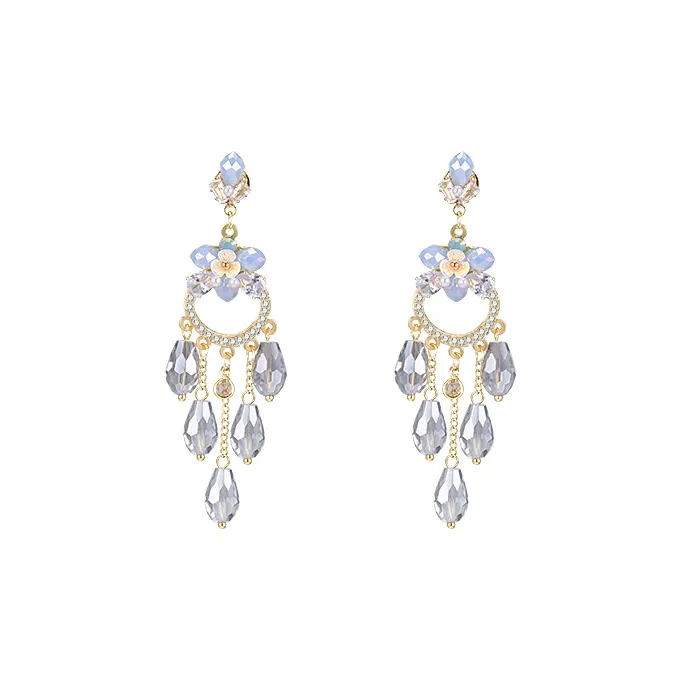 Peach Tea Zircon Earrings Women's-1