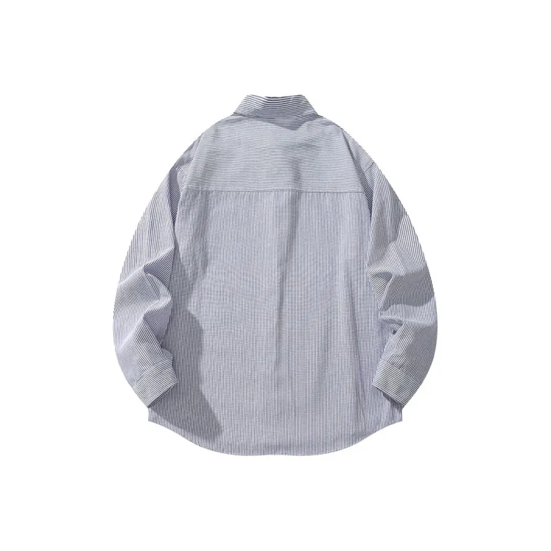 BRUMAIRE Shirt Unisex Denim Blue White Stripes Comes With Brooch-1