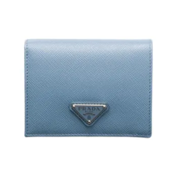 PRADA Leather Wallet Small Size Women's Blue