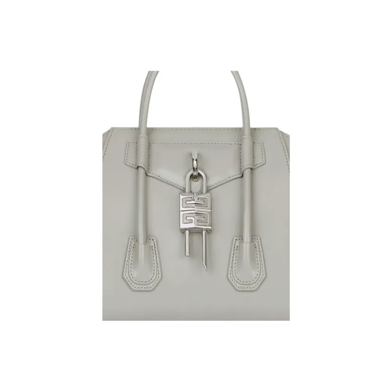 Givenchy Antigona Lock Calfskin Shoulder Bag Crossbody Bag Handbag Mini Women's Light Gray-4