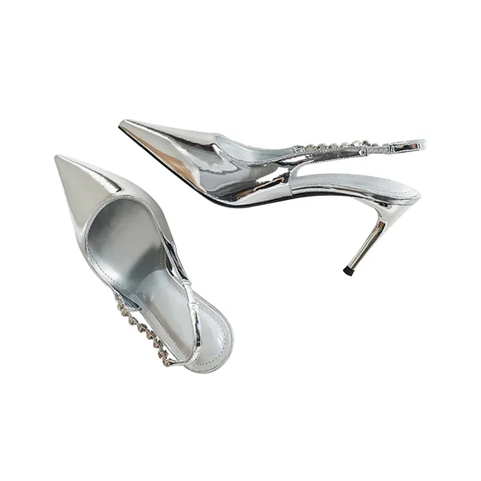 TADSW Slim Heel High Heels Women's Silver-1