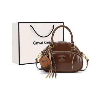 CinvaiKrose Cow Leather With Synthetic Leather Shoulder Bag, Crossbody Bag, Handbag Regular Women's Coffee