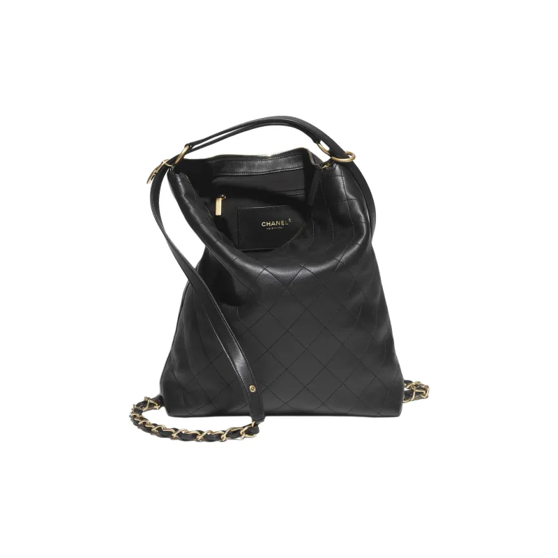 CHANEL Calfskin Backpack Tubas Women's Black-2