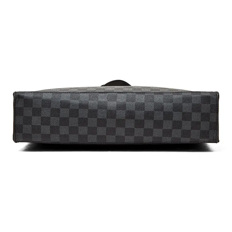 Old Man's Head Synthetic Leather Crossbody Bag Men's Black Checkerboard-3
