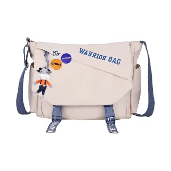 Warrior Nylon Shoulder Bag Unisex White/Black