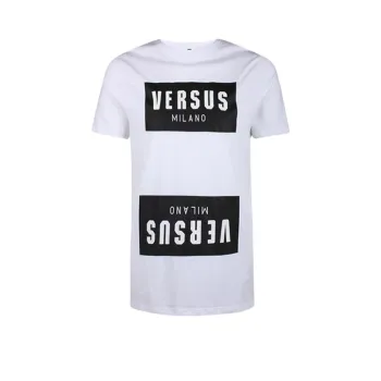 VERSACE Letter Print Crew Neck Casual Short-Sleeved T-Shirt T-Shirt Men's White