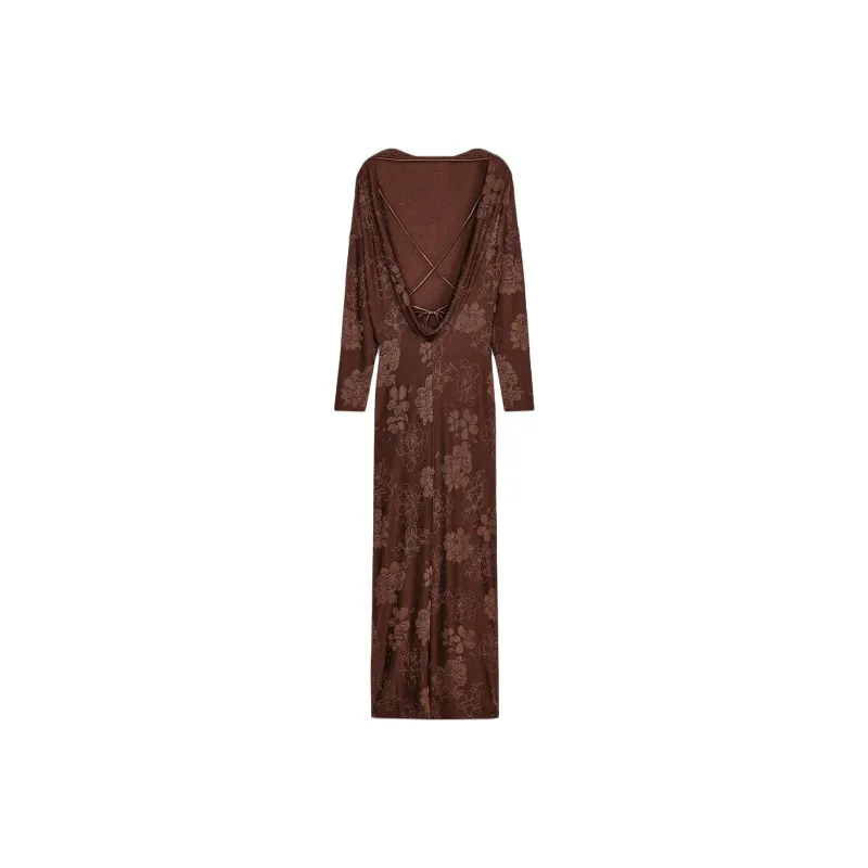 ZARA Long Sleeved Dress Women's Brown-1
